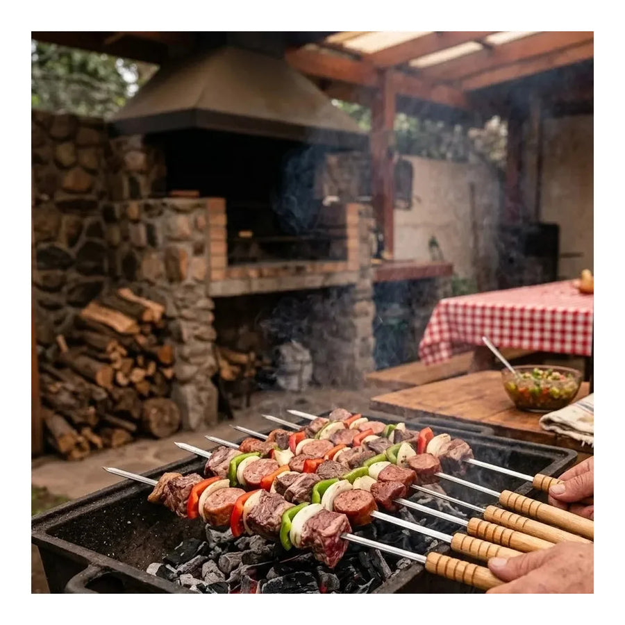 Set 6 Pinchos 42cm Acero Inoxidable para Anticuchos y Asado