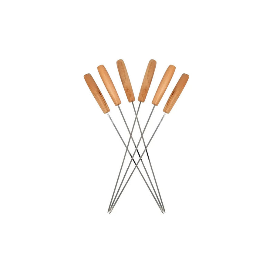 Set 6 Pinchos Premium Anticucho Asado Parrilla Niquelado
