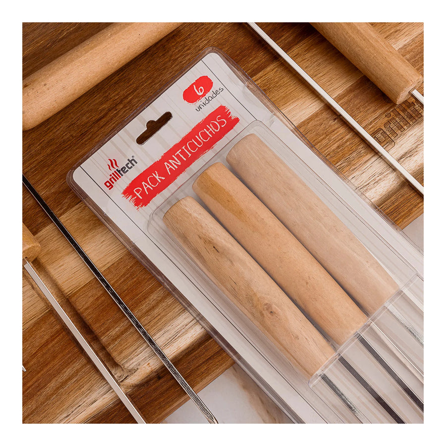 Set 6 Pinchos Premium Anticucho Asado Parrilla Niquelado