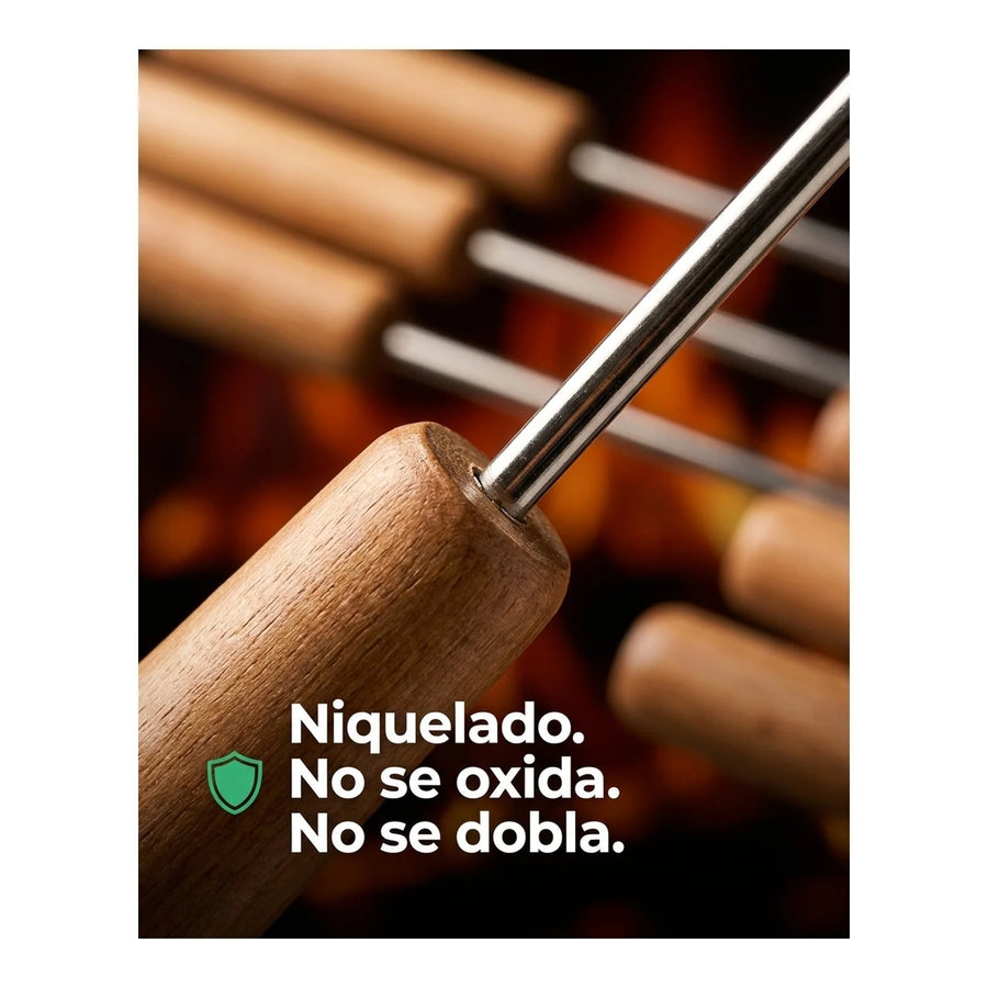Set 6 Pinchos Premium Anticucho Asado Parrilla Niquelado