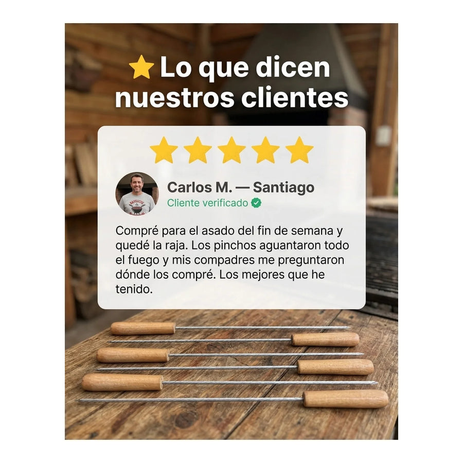 Set 6 Pinchos Premium Anticucho Asado Parrilla Niquelado