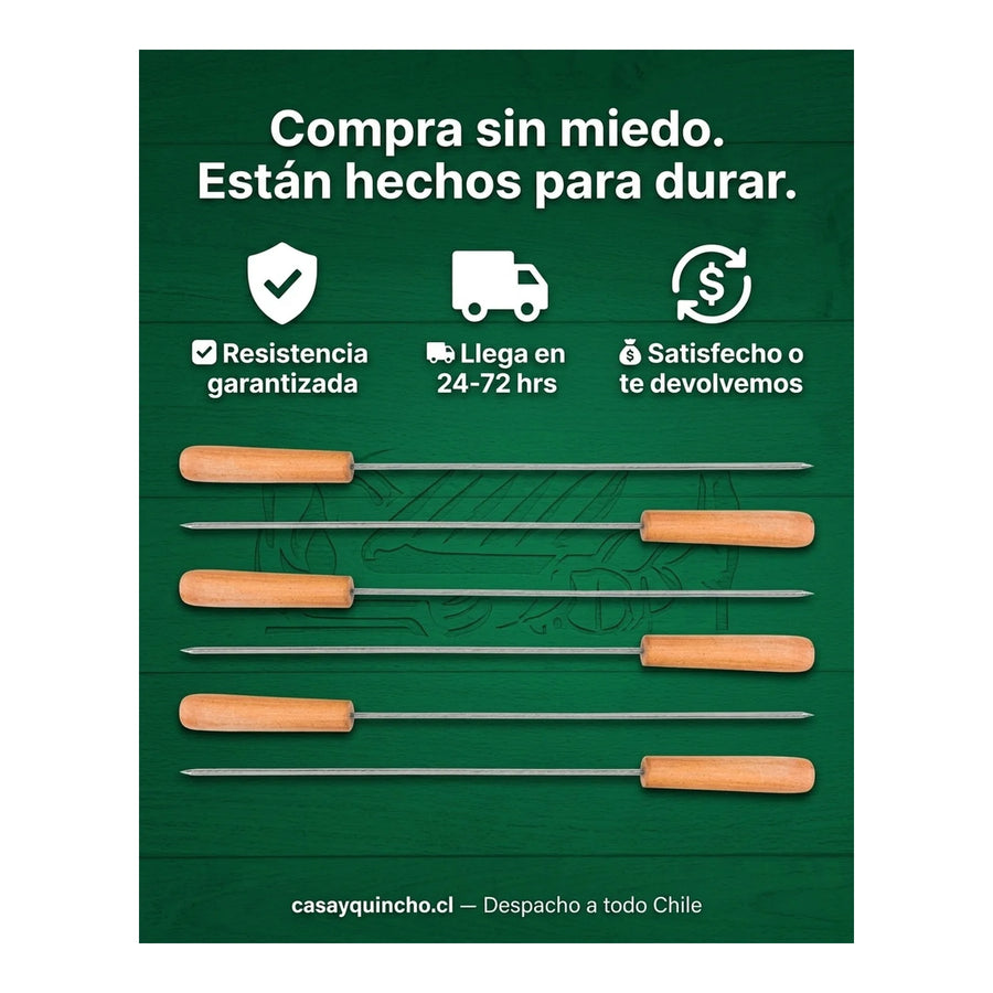 Set 6 Pinchos Premium Anticucho Asado Parrilla Niquelado