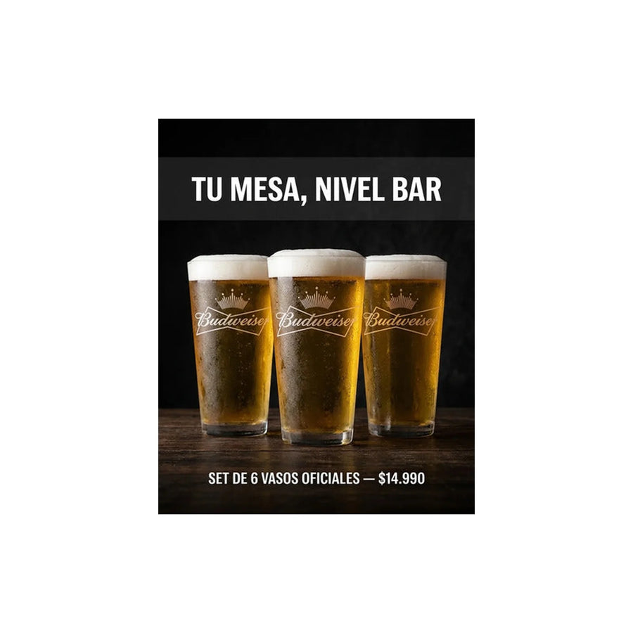 Set 6 Vasos Cerveza Budweiser 490ml
