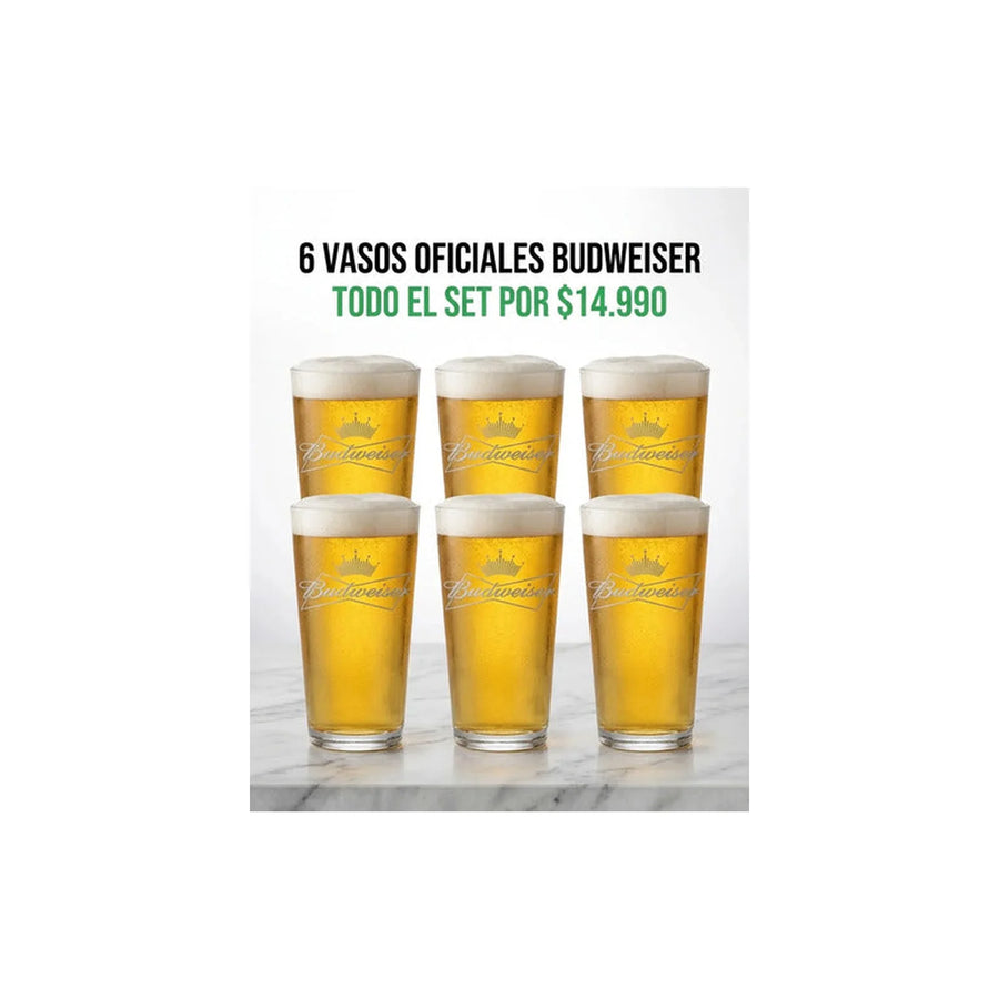 Set 6 Vasos Cerveza Budweiser 490ml