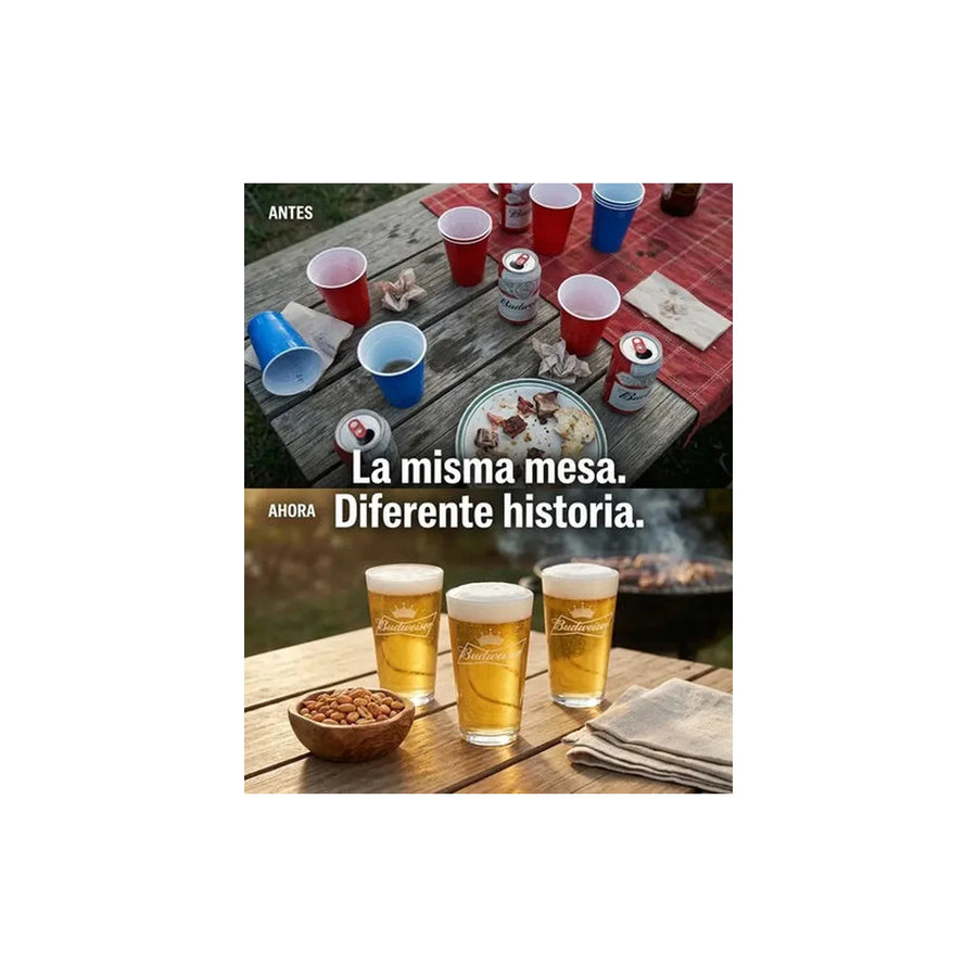 Set 6 Vasos Cerveza Budweiser 490ml