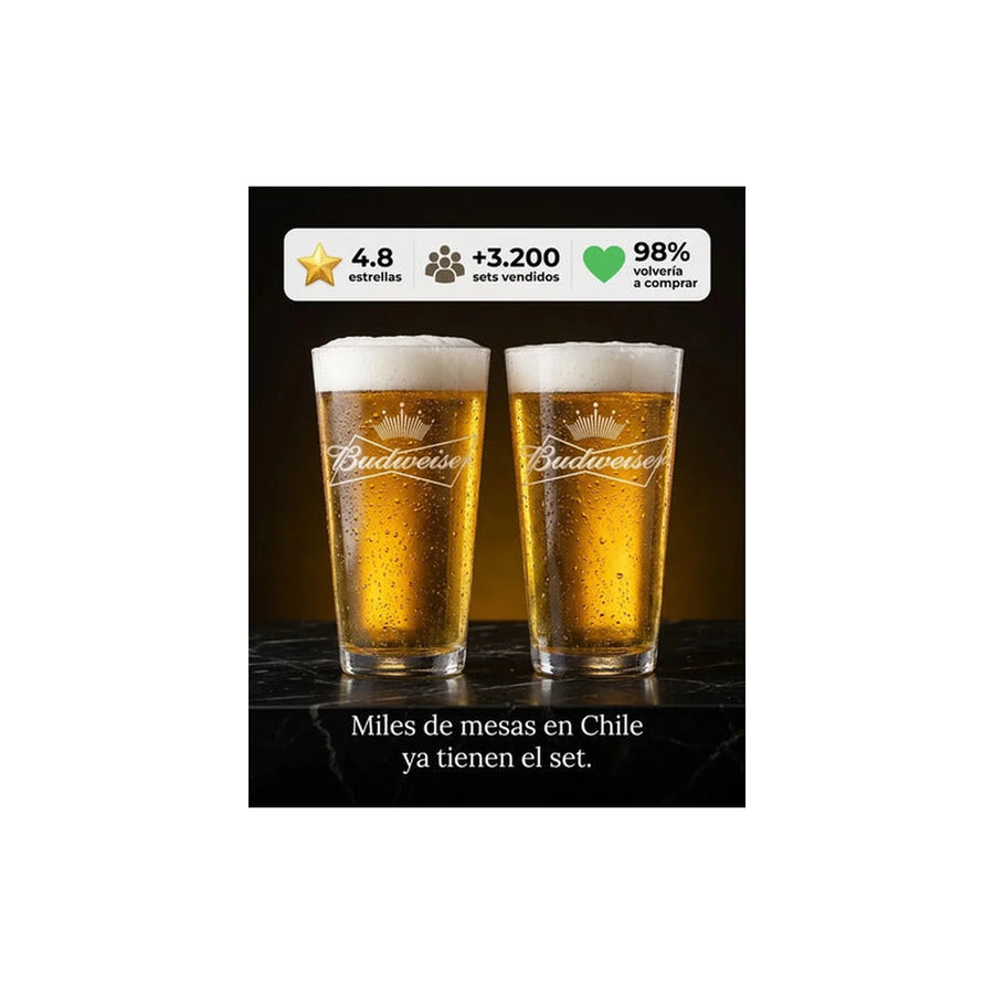 Set 6 Vasos Cerveza Budweiser 490ml