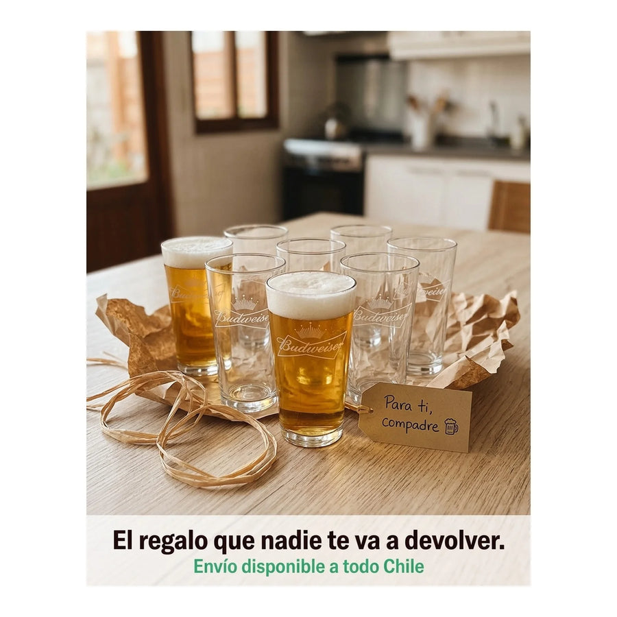 Set 6 Vasos Cerveza Budweiser 490ml