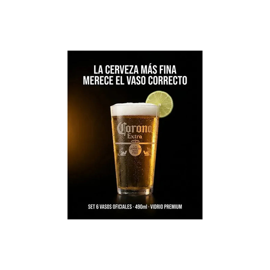 Set 6 Vasos Cerveza Corona 490ml