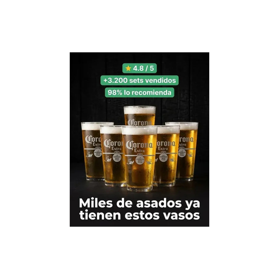 Set 6 Vasos Cerveza Corona 490ml