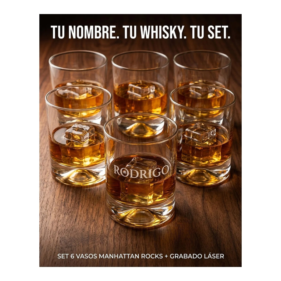 Set 6 Vasos Whisky Manhatan + Grabado Personalizado