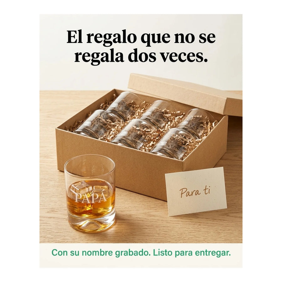 Set 6 Vasos Whisky Manhatan + Grabado Personalizado