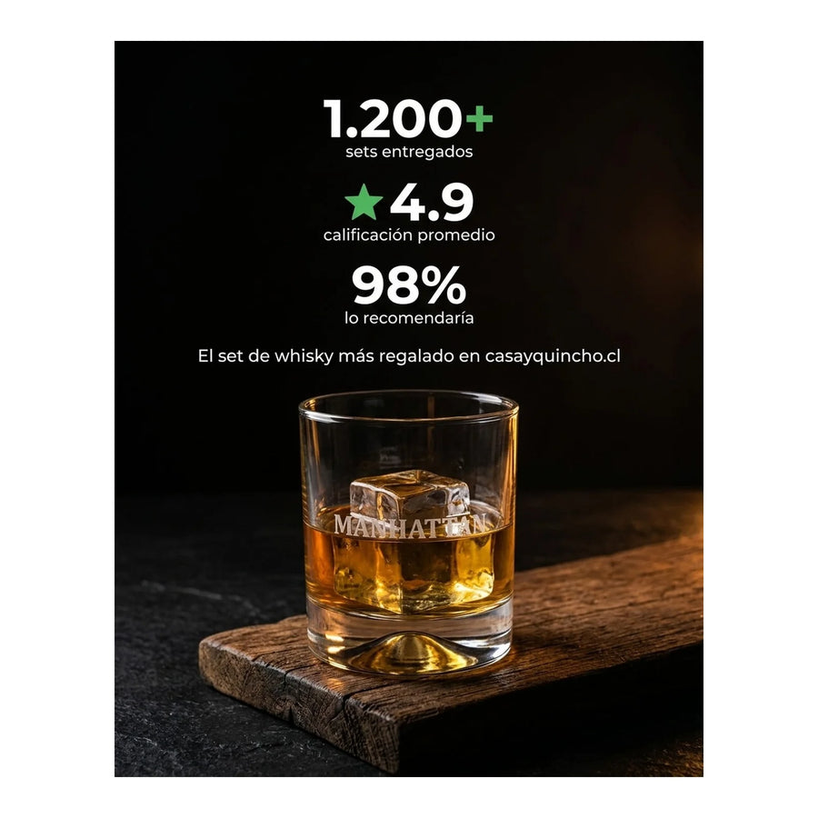 Set 6 Vasos Whisky Manhatan + Grabado Personalizado