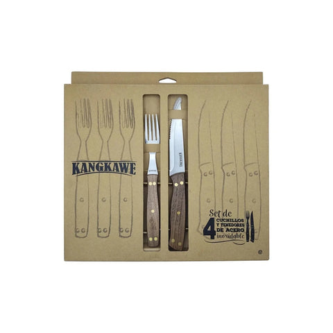 Set 8 piezas cuchillos y tenedores Kangkawe en su caja original