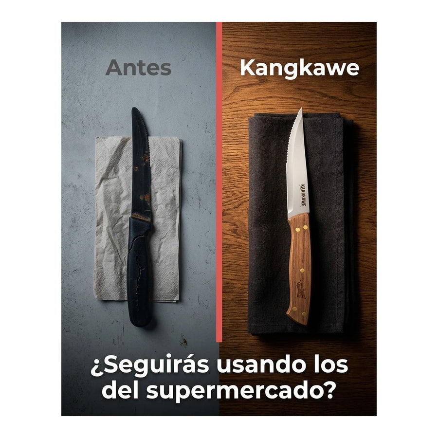 Set 8 Piezas Cuchillos + Tenedor Kangkawe Premium Cocina + Grabado Personalizado