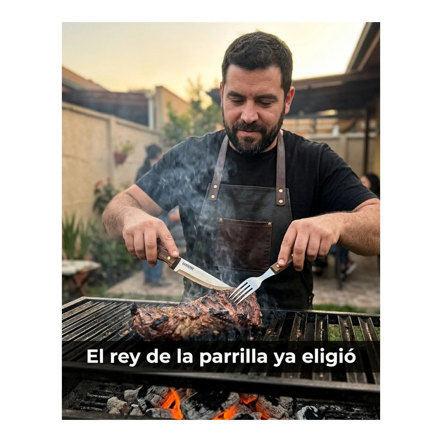 Set 8 Piezas Cuchillos + Tenedor Kangkawe Premium Cocina + Grabado Personalizado