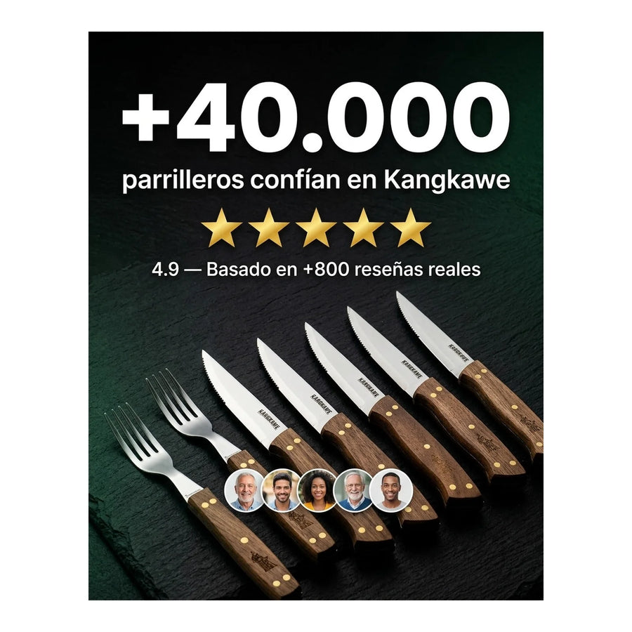 Set 8 Piezas Cuchillos + Tenedor Kangkawe Premium Cocina + Grabado Personalizado