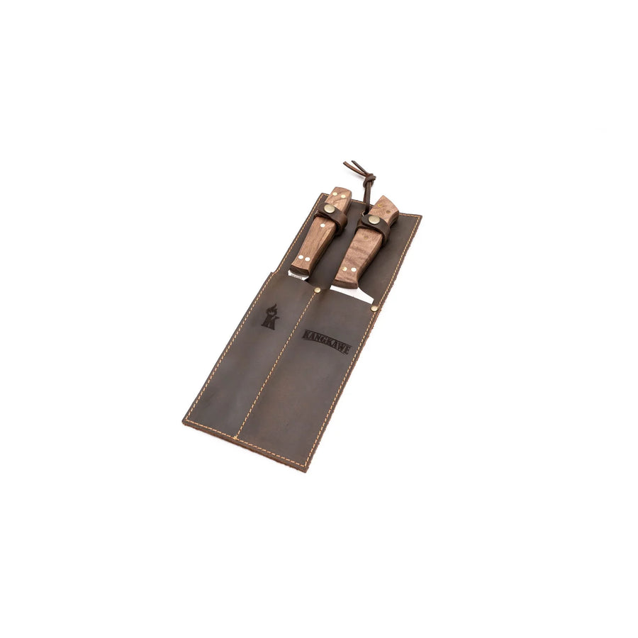 Set Cuchillo Tenedor Funda Cuero + Grabado Personalizado