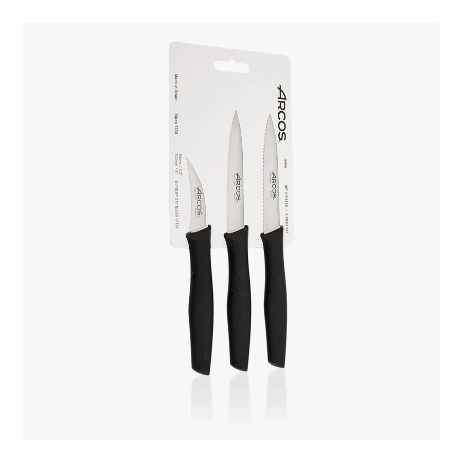 Set Cuchillos Mondadores Arcos Nova Negro + Grabado