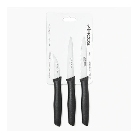 Set Cuchillos Mondadores Arcos Nova Negro + Grabado