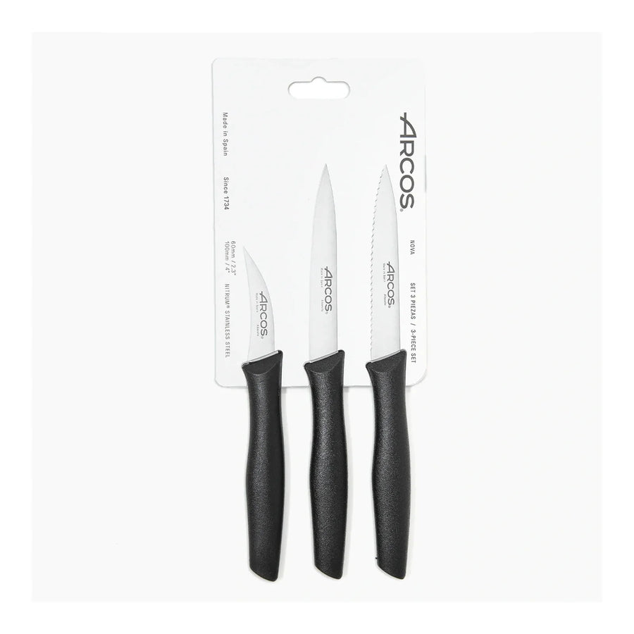 Set Cuchillos Mondadores Arcos Nova Negro + Grabado