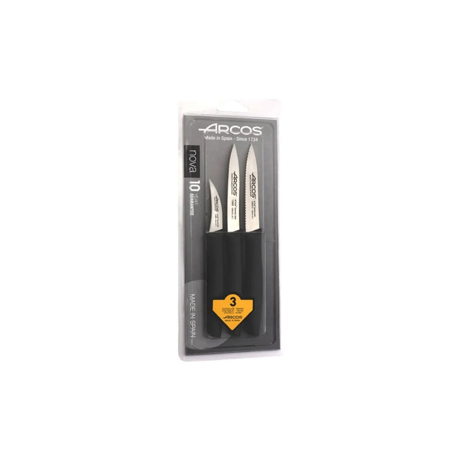 Set Cuchillos Mondadores Arcos Nova Negro + Grabado Personalizado