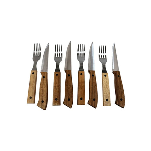 Set Cuchillos + Tenedores Para  8pcs Wayu Asados