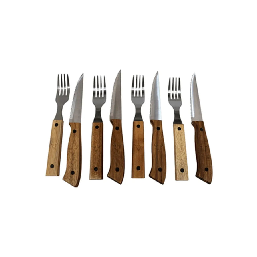 Set Cuchillos + Tenedores Para  8pcs Wayu Asados