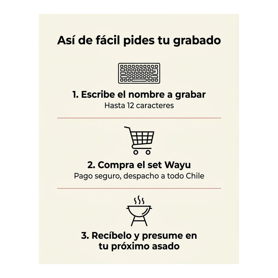 Set Cuchillos + Tenedores Para 8pcs Wayu Asados + Grabado Personalizado