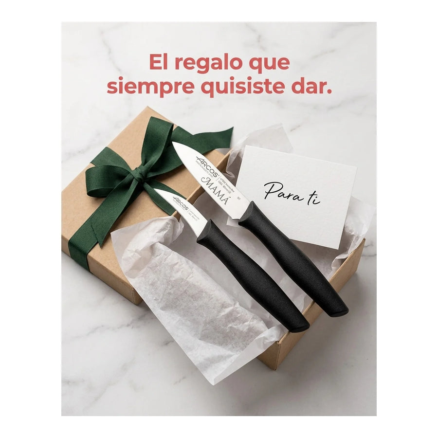 Set De 2 Cuchillos Mondadores Negro Arcos Cocina Premium + Grabado Personalizado