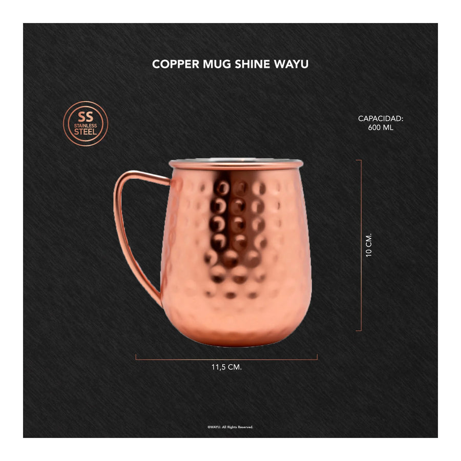 Set De 2 Mugs De Cobre Wayu Shine Tragos Moscow Mule Mojito + Grabado Personalizado
