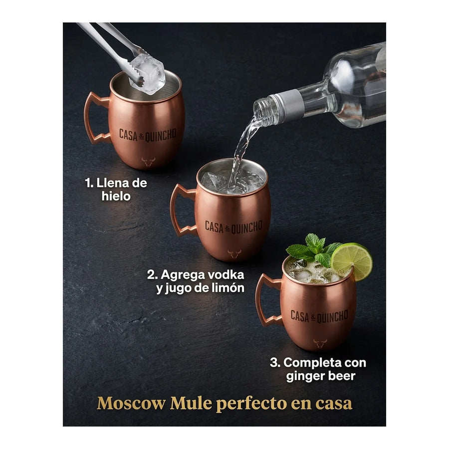 Set De 2 Mugs De Cobre Wayu Shine Tragos Moscow Mule Mojito + Grabado Personalizado