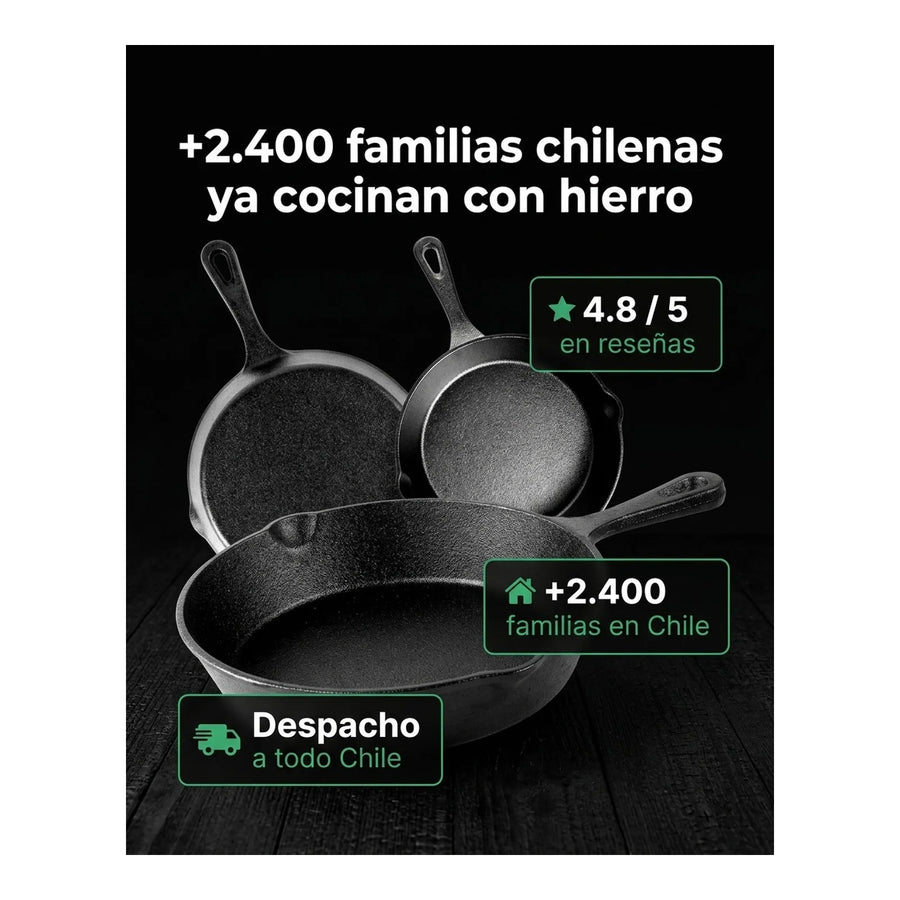 Set De 3 Sartenes Hierro 16 - 20 Y 26cm