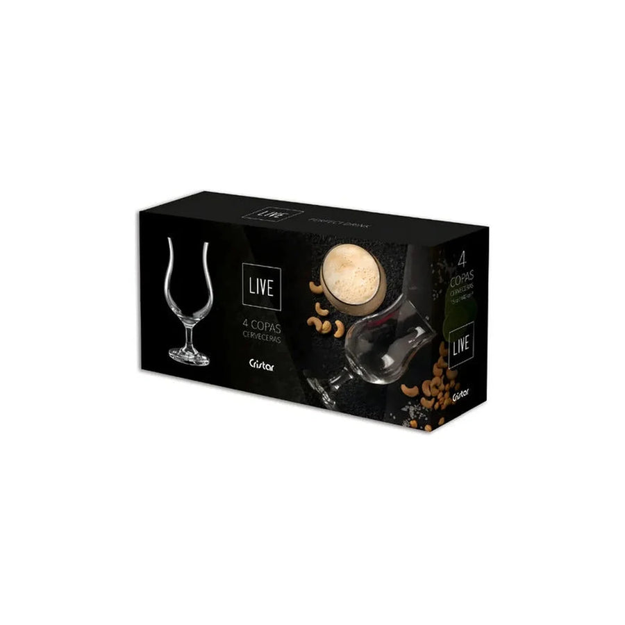 Set De 4 Copas Cervezera Praga Caja Transparente