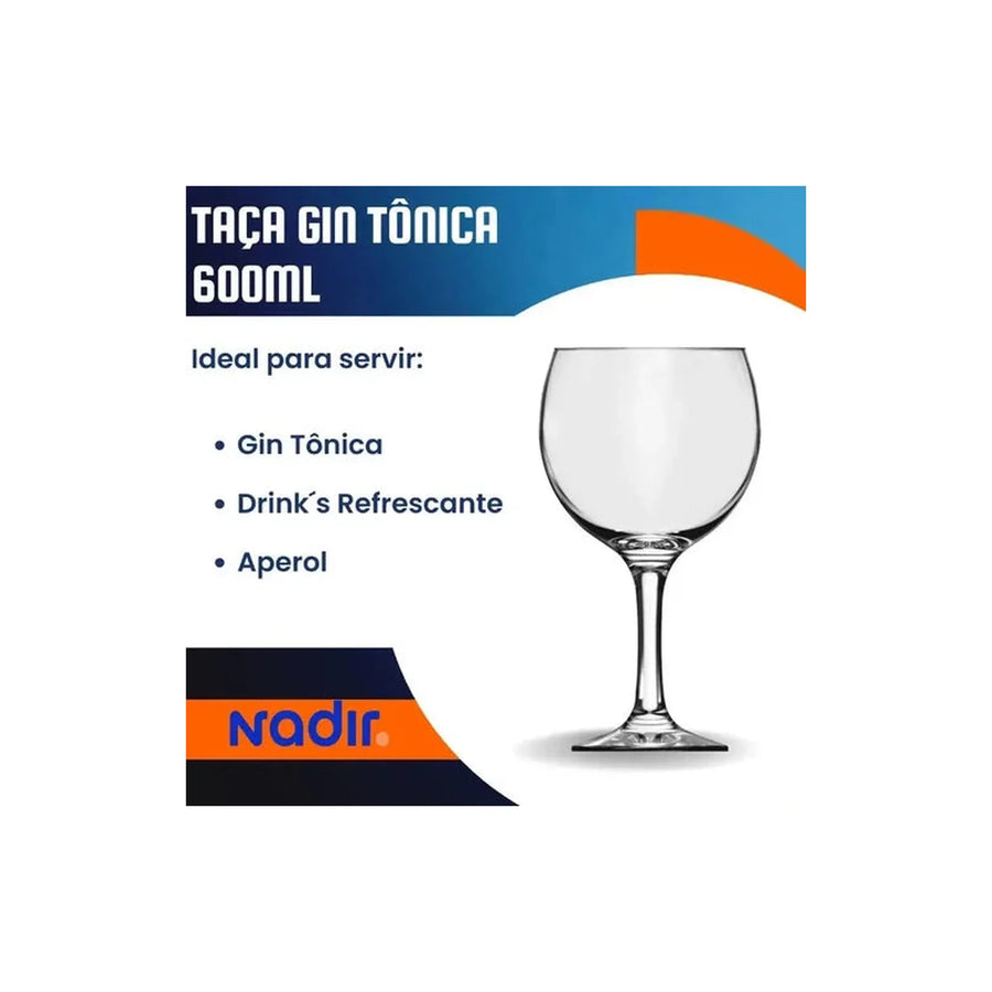 Set De 6 Copas Balon Gin Tonic 600ml Nadir Color Cristal Transparente
