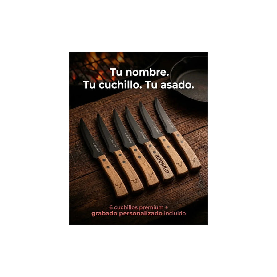 Set De 6 Cuchillos Wayu + Grabado Personalizado