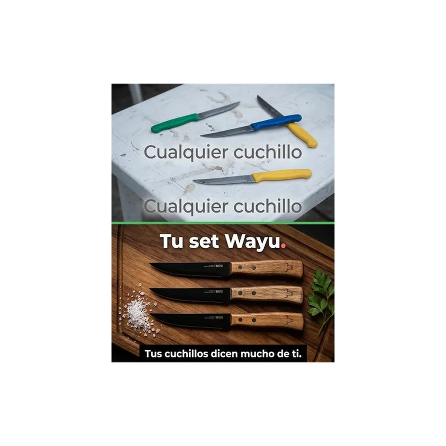 Set De 6 Cuchillos Wayu + Grabado Personalizado