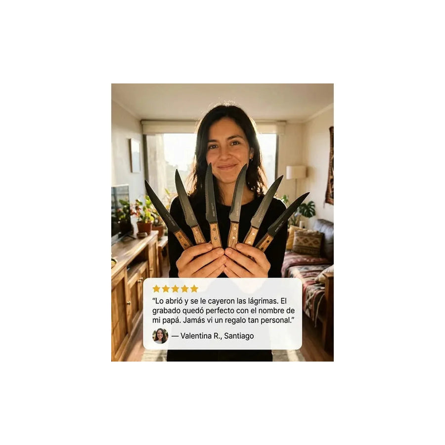 Set De 6 Cuchillos Wayu + Grabado Personalizado