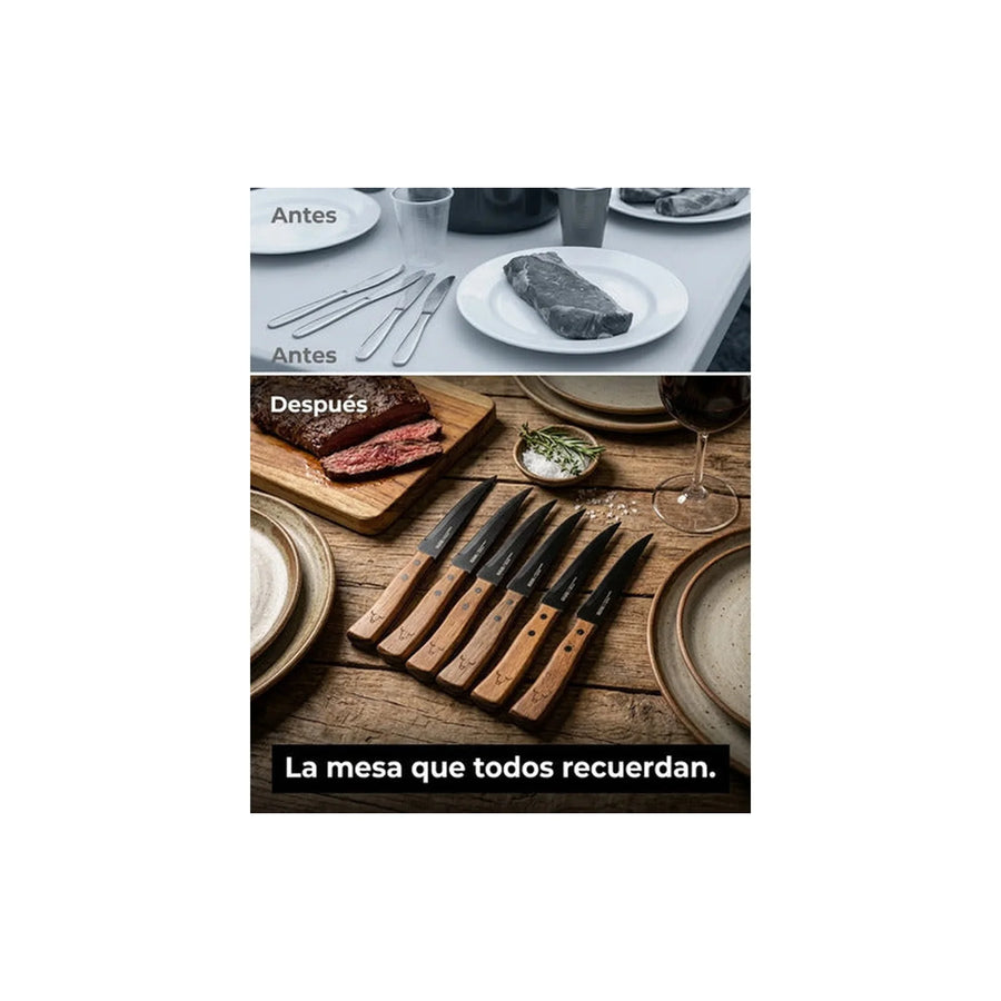Set De 6 Cuchillos Wayu + Grabado Personalizado