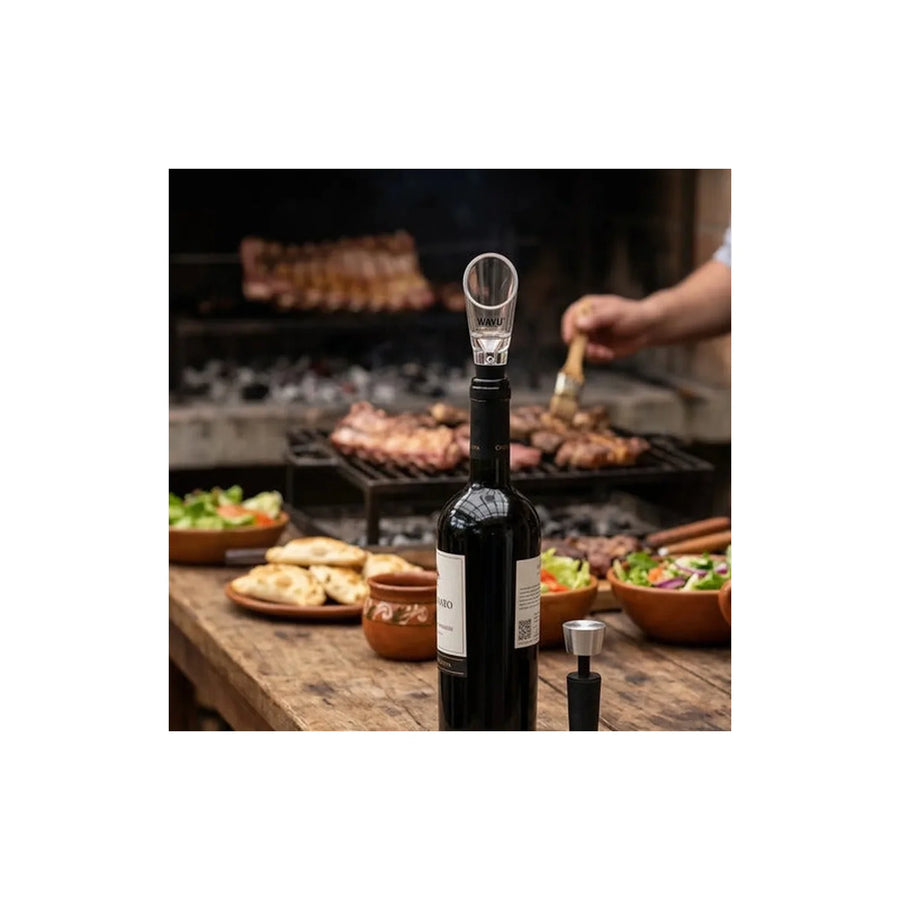 Set De Aireador + Tapón Vino Wayu Premium Cocina Asado Bbq