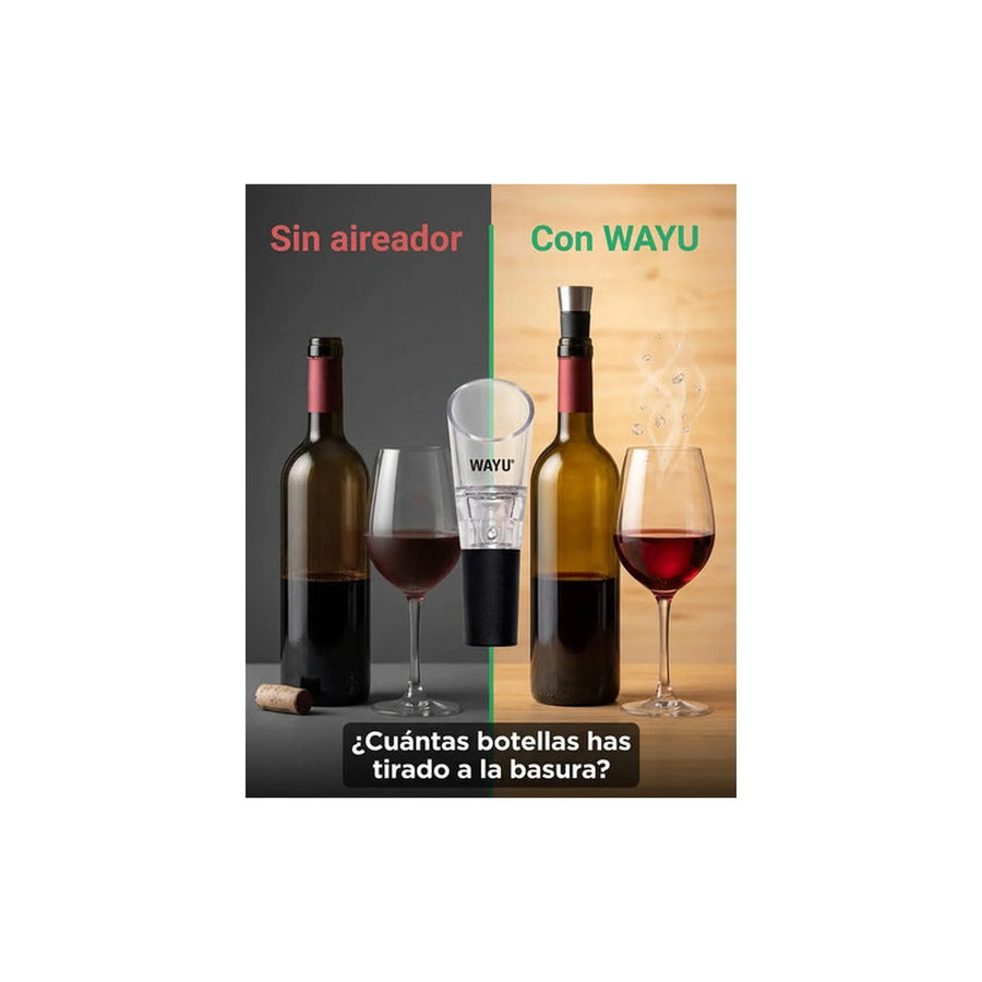 Set De Aireador + Tapón Vino Wayu Premium Cocina Asado Bbq