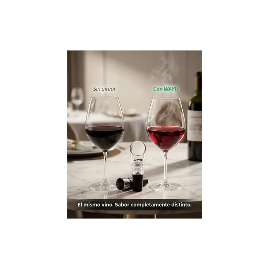 Set De Aireador + Tapón Vino Wayu Premium Cocina Asado Bbq