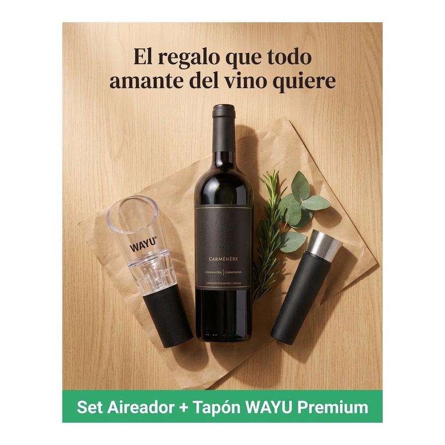 Set De Aireador + Tapón Vino Wayu Premium Cocina Asado Bbq