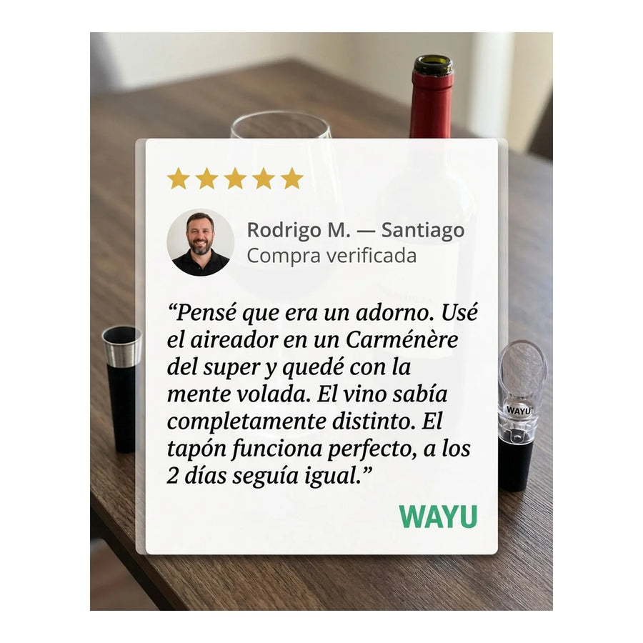 Set De Aireador + Tapón Vino Wayu Premium Cocina Asado Bbq