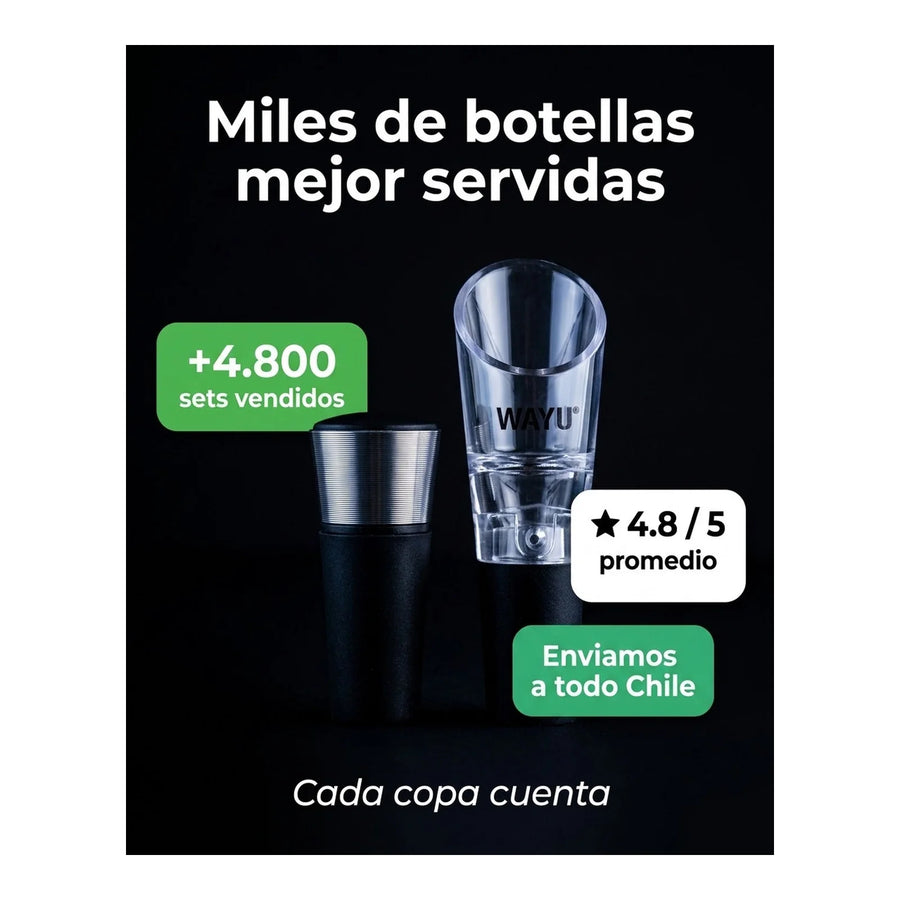 Set De Aireador + Tapón Vino Wayu Premium Cocina Asado Bbq