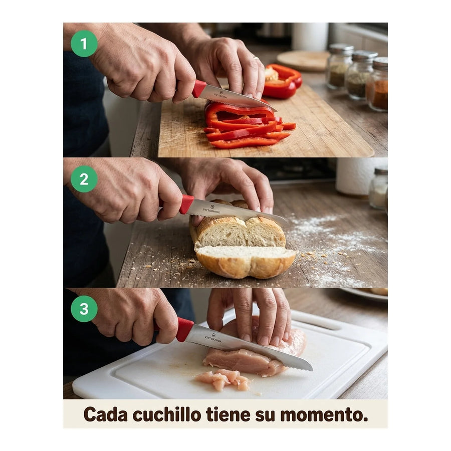 Set De Cuchillos De Verduras Rojo Victorinox 6.7111.3 + Grabado Personalizado