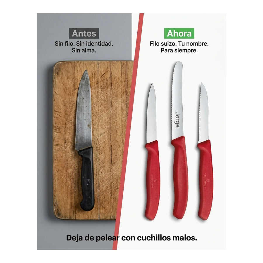 Set De Cuchillos De Verduras Rojo Victorinox 6.7111.3 + Grabado Personalizado