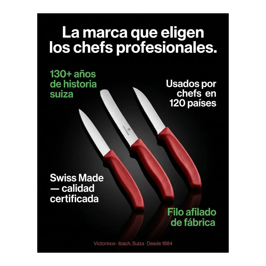 Set De Cuchillos De Verduras Rojo Victorinox 6.7111.3 + Grabado Personalizado