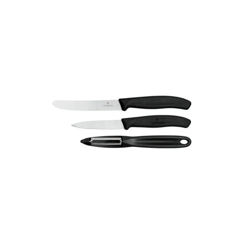 Set De Cuchillos Mondadores + Pelador Victorinox Negro + Grabado Personalizado