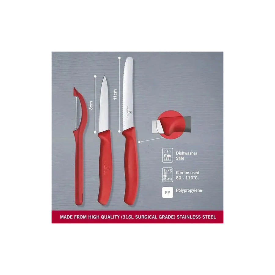Set De Cuchillos Mondadores + Pelador Victorinox Premium 6.7111.31 + Grabado Personalizado