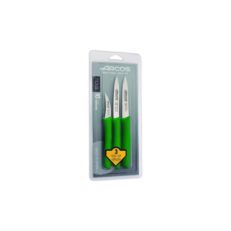 Set De Cuchillos Mondadores Cocina Arcos Premium Verde + Grabado Personalizado